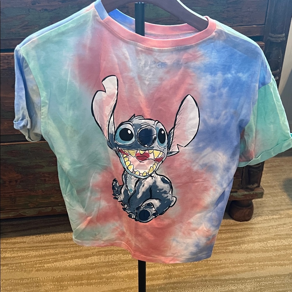 Disney Tie-Dye Stitch Short Sleeve Crop  Tee